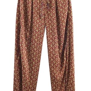 Zara Burgundy and Mustard Paisley Flare Pants